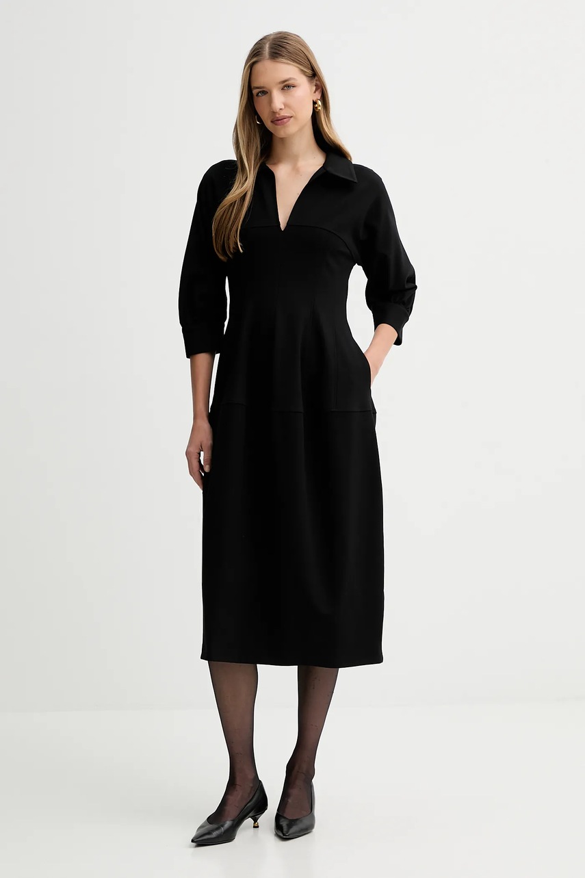 Liviana Conti rochie culoarea negru, midi, evazati, L5WI39