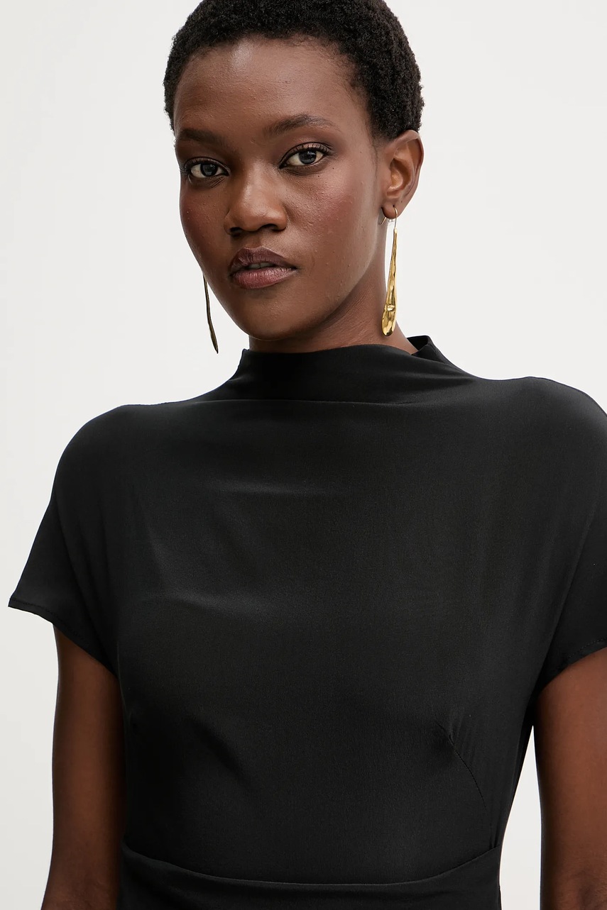 Шовкова сукня Liviana Conti колір чорний midi розкльошена L5WS15