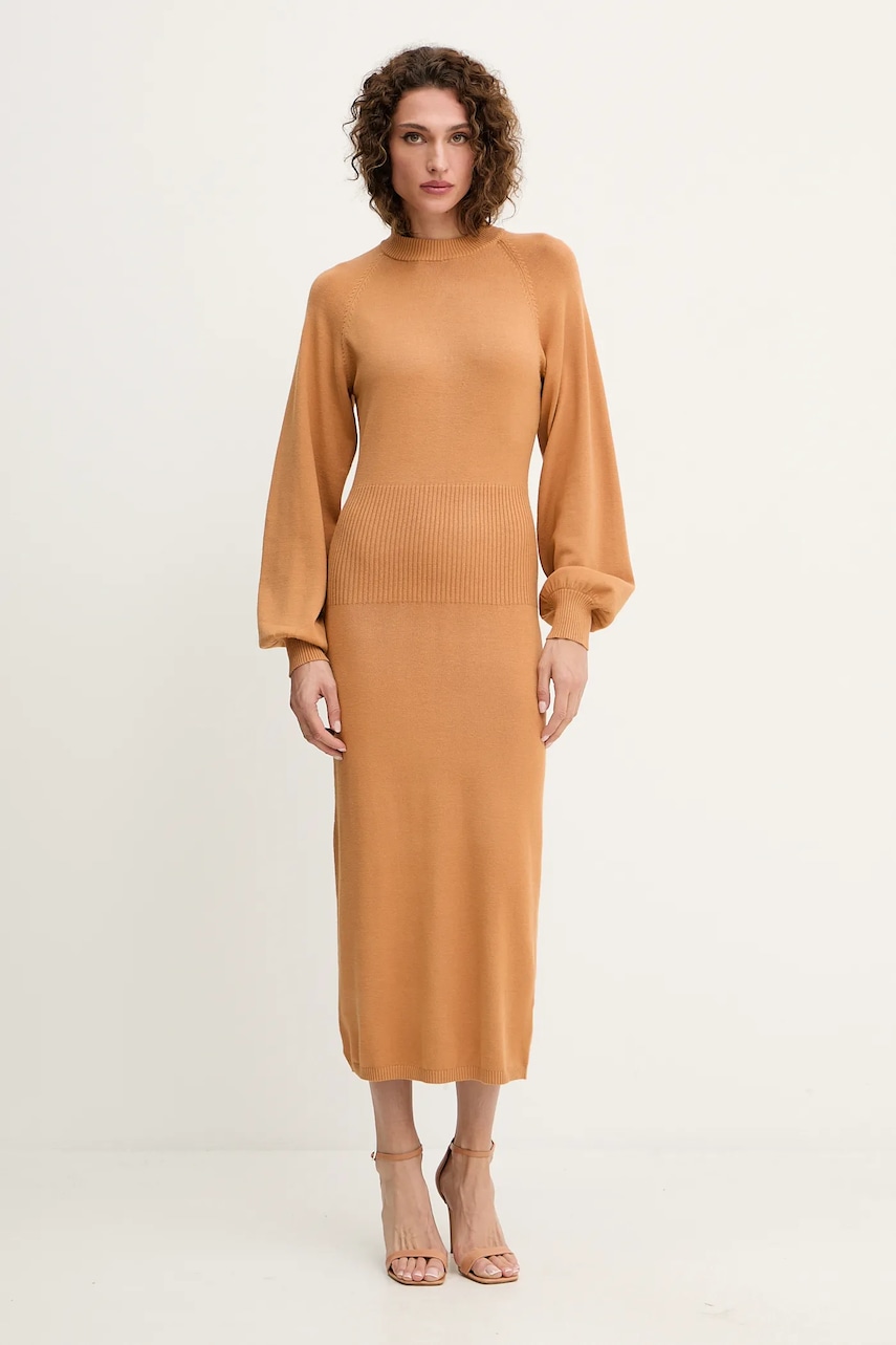 Silvian Heach rochie AMARAT culoarea maro, maxi, drept, GPA25257VE