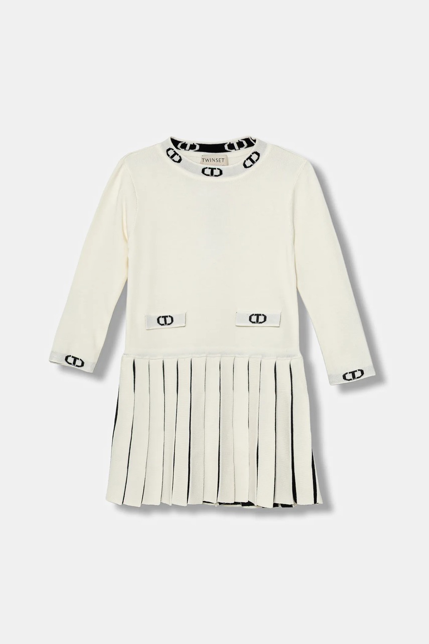 

Детска рокля Twinset в бяло къса разкроена 252GB3032, Бежов