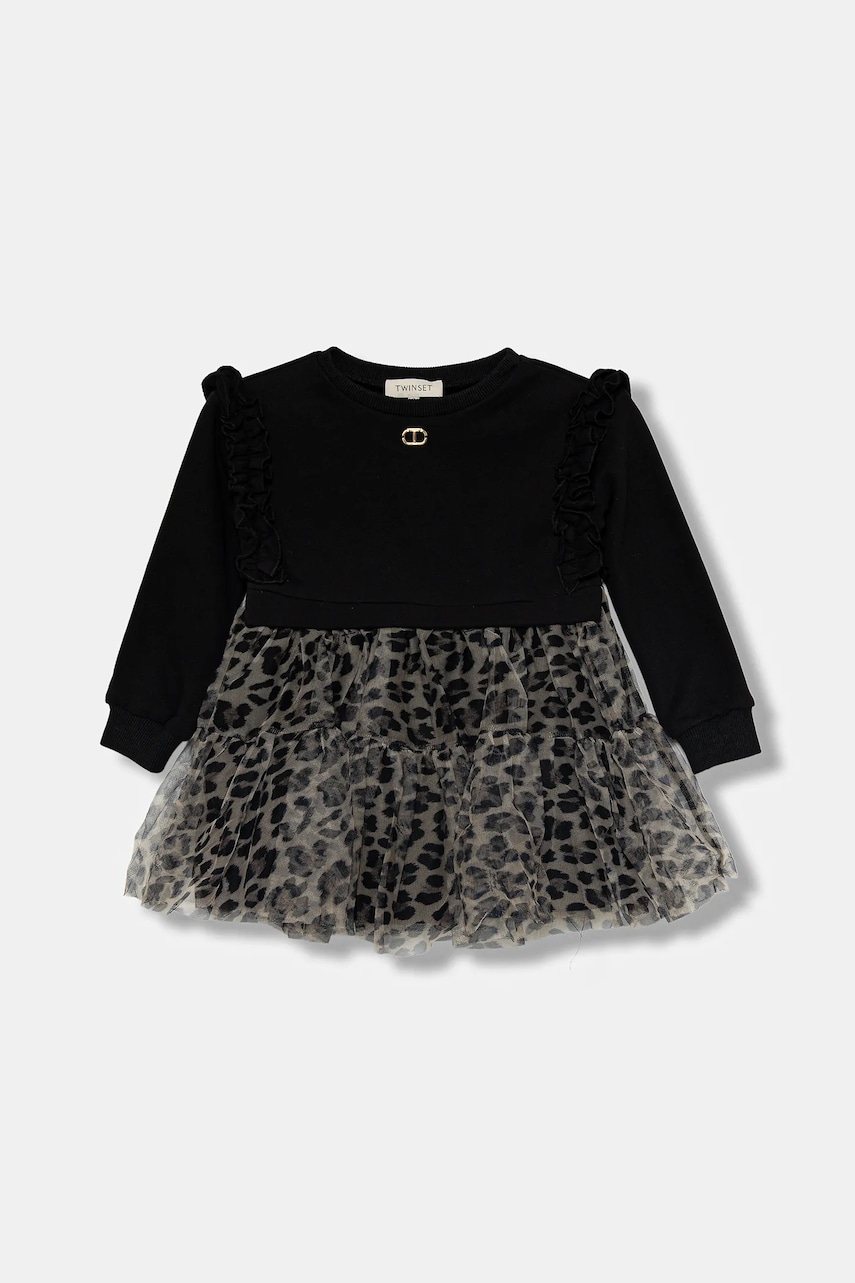 

Детска рокля Twinset в черно къса разкроена 252GB2130, Черен