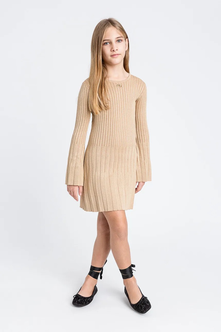 Levně Dívčí šaty Twinset béžová barva, mini, 252GJ3110