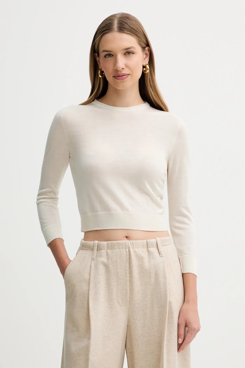 Liviana Conti pulover de lână culoarea bej, light, L5WA06