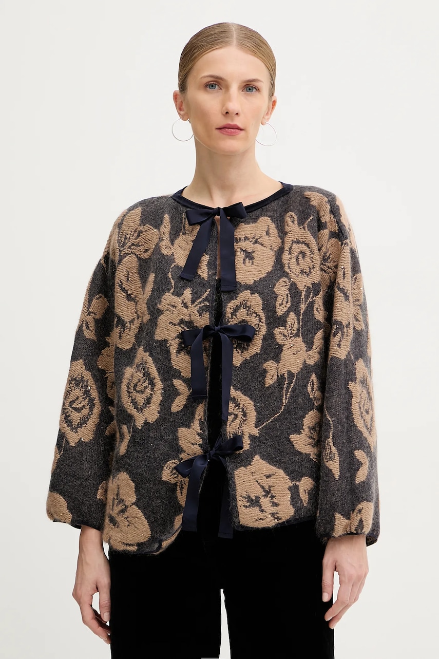 Liviana Conti cardigan din amestec de lână culoarea maro, L5WG67