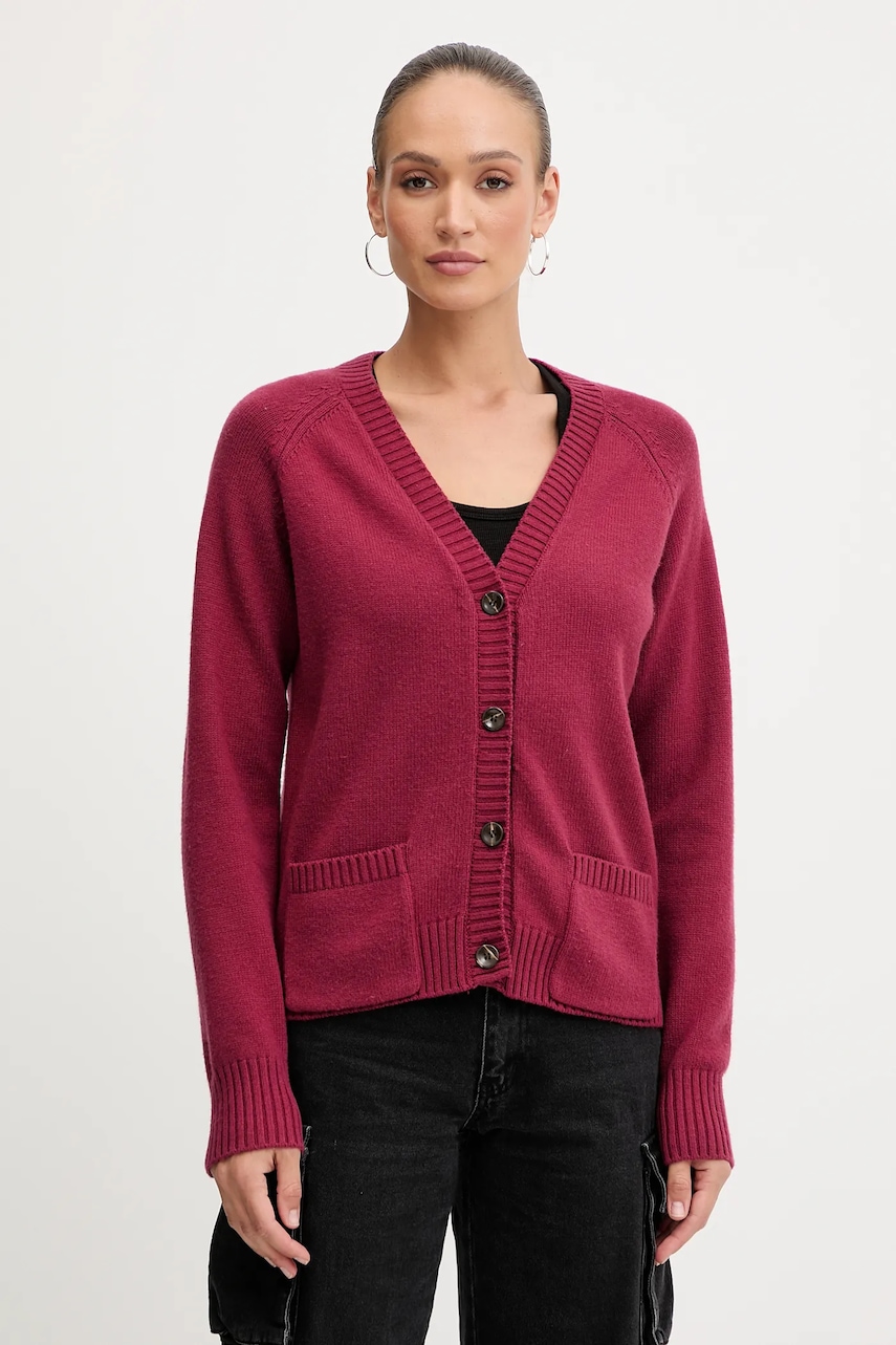 Silvian Heach cardigan din amestec de lână MATHIS culoarea roșu, GPA25234CD
