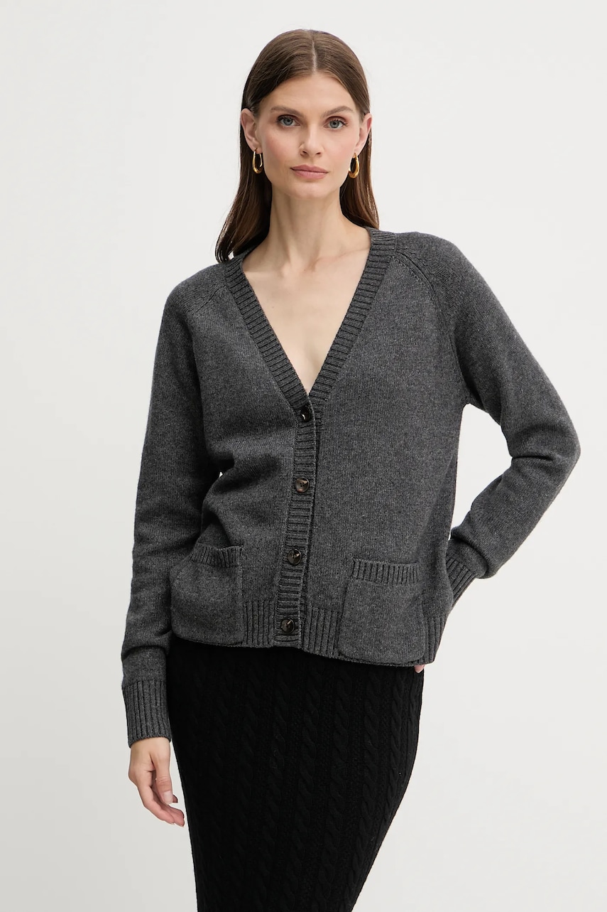 Silvian Heach cardigan din amestec de lână MATHIS culoarea gri, GPA25234CD