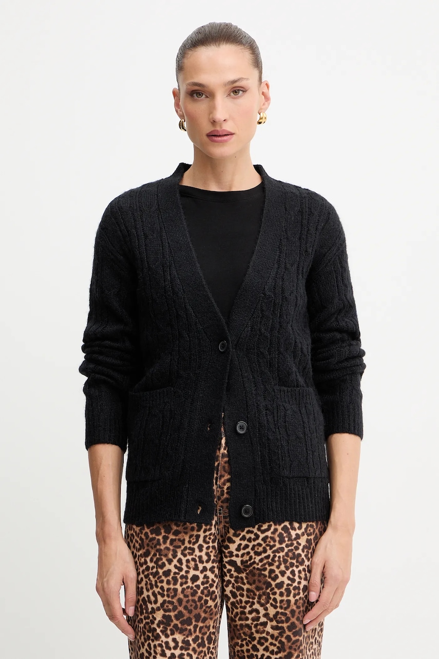 Silvian Heach cardigan din amestec de lână VALBUENA culoarea negru, GPA25149CD