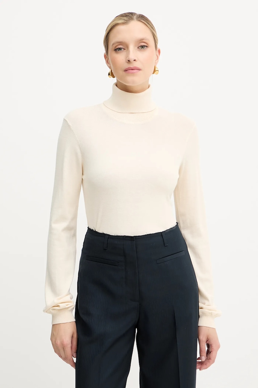 Silvian Heach pulover SESIN culoarea bej, light, cu guler, GPA25036LU