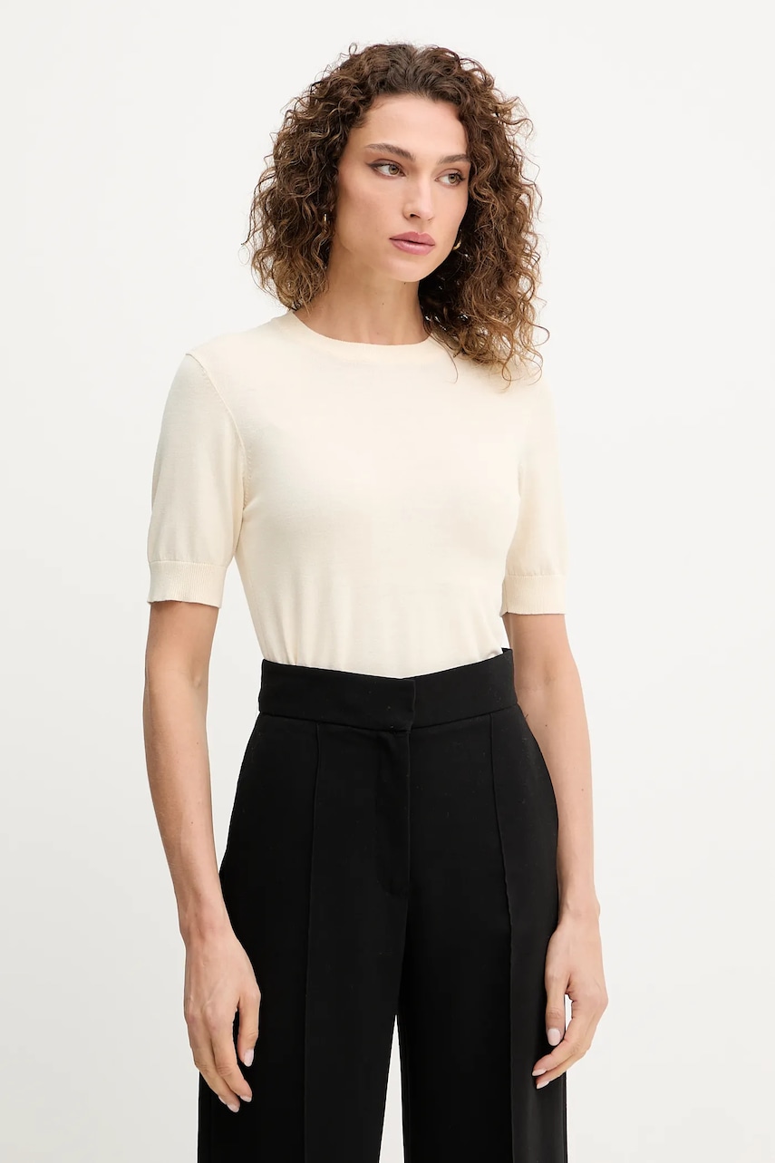 Silvian Heach tricou ATLAM culoarea bej, GPA25040MA