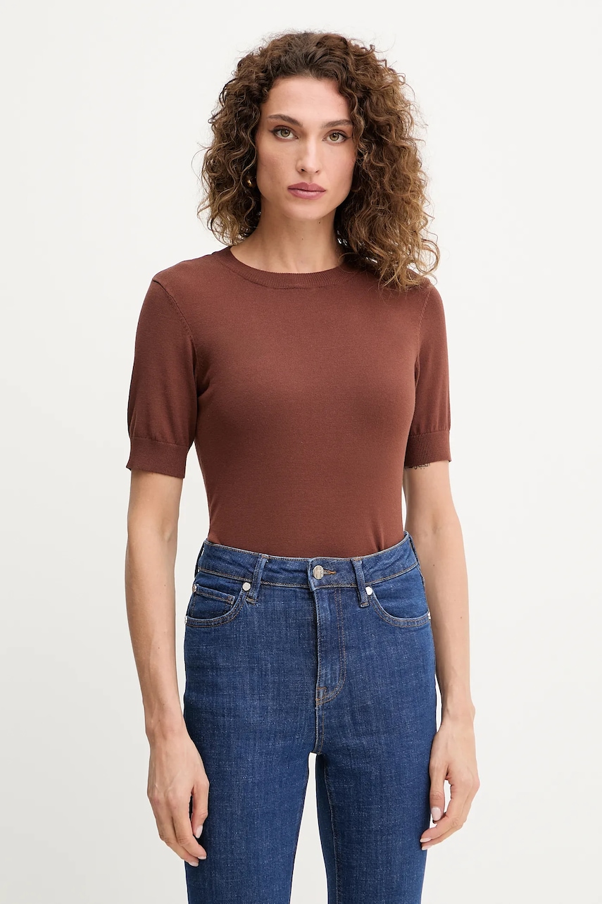 Silvian Heach tricou ATLAM culoarea maro, GPA25040MA