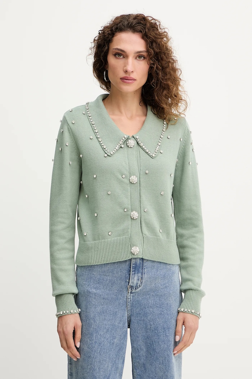 Silvian Heach cardigan din amestec de cașmir NOLLEY culoarea verde, GPA25222CD