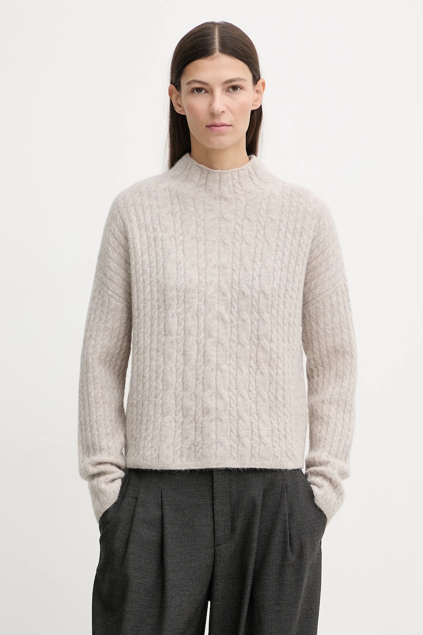 Marc O'Polo pulover din amestec de lână de alpaca culoarea bej, light, 510609460223