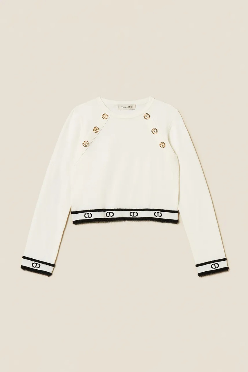 Дитячий светр Twinset колір білий легкий 252GJ3073 Дитячий светр Twinset колір білий легкий 252GJ3073