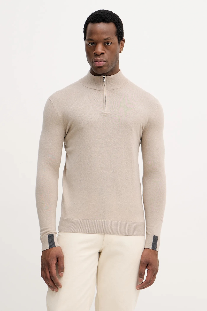 Mos Mosh pulover de lână ADAM culoarea negru, light, cu turtleneck, 503342