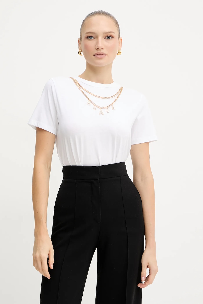 Silvian Heach tricou din bumbac BENSOULA culoarea alb, GPA25130TS