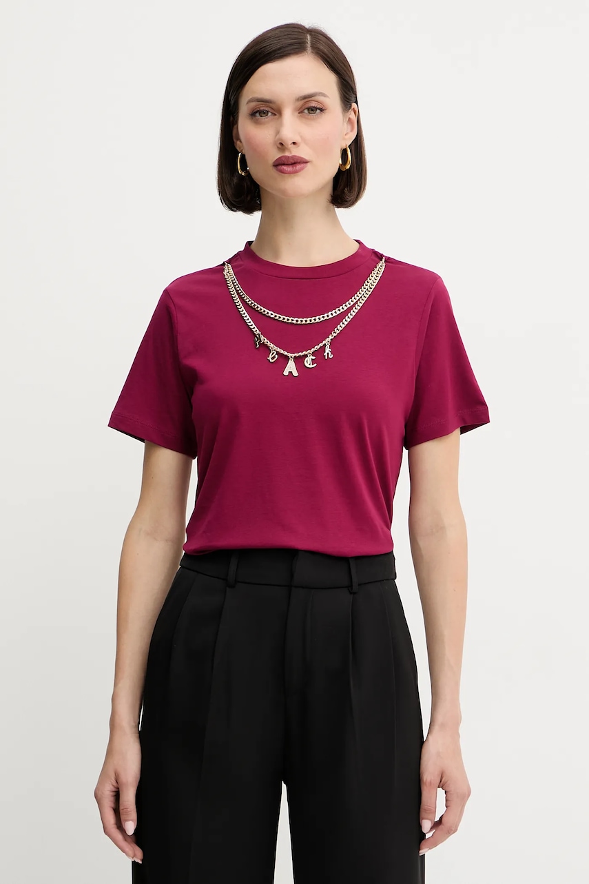 Silvian Heach tricou din bumbac BENSOULA culoarea bordo, GPA25130TS