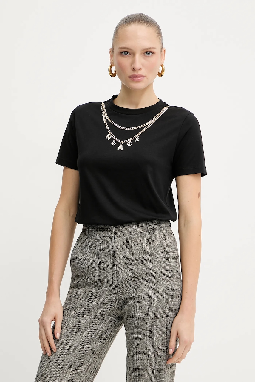 Silvian Heach tricou din bumbac BENSOULA culoarea negru, GPA25130TS
