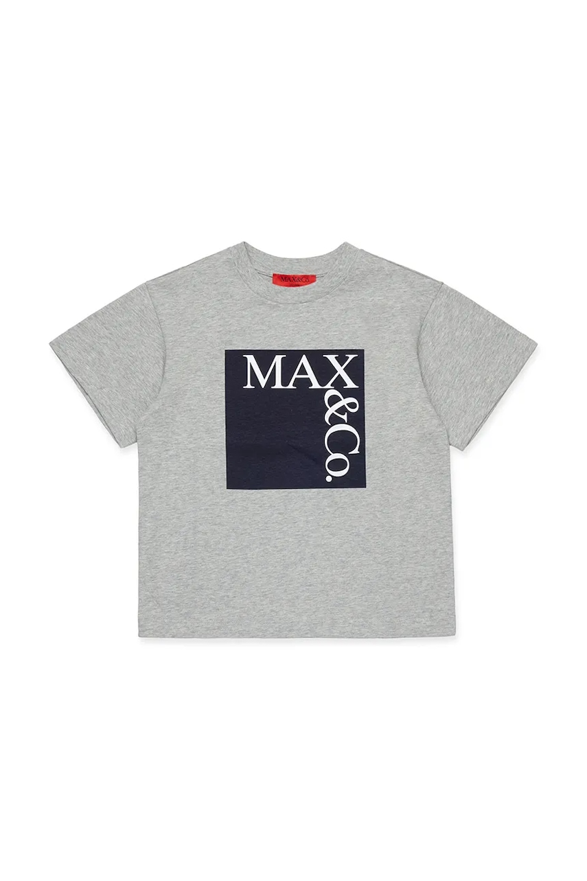 Детская хлопковая футболка MAX&Co. MAXT1F T-SHIRT цвет серый MX0005 Детская хлопковая футболка MAX&Co. MAXT1F T-SHIRT цвет серый MX0005